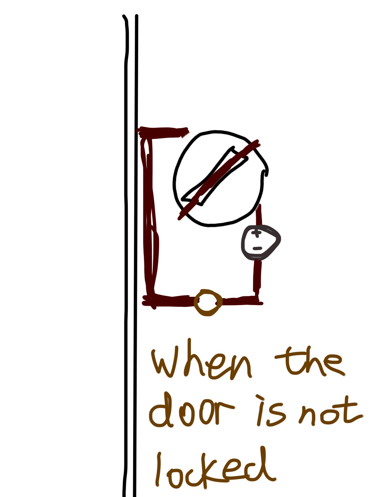 When the door is unlocked, the circuit is not connected, the light is off
