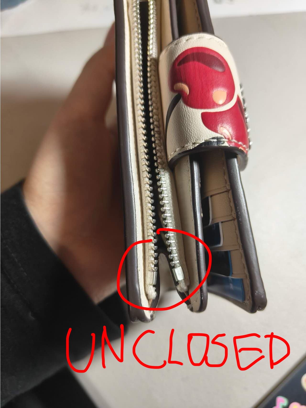 This is the wallet when it's not closed