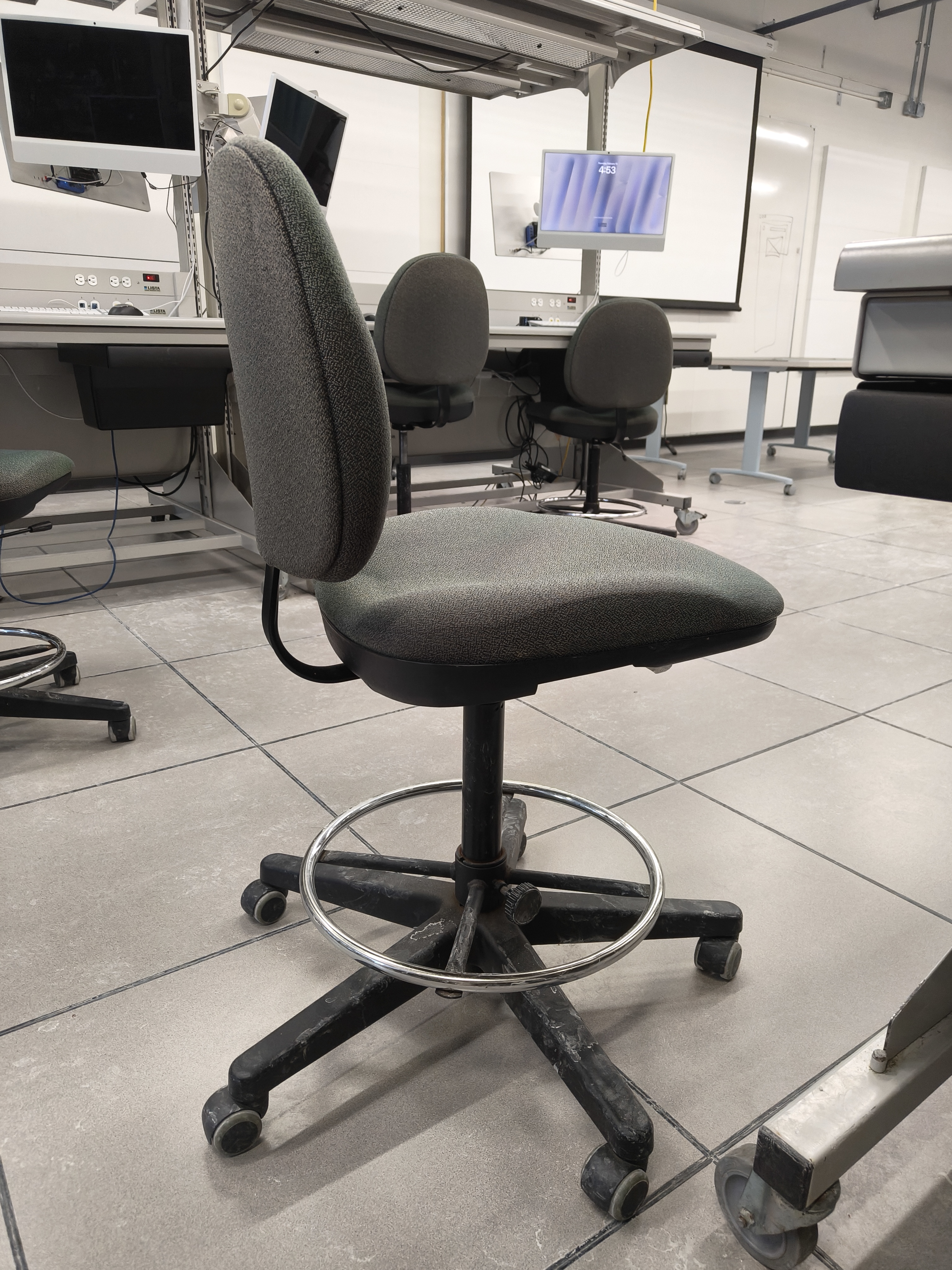 The sound of chair moving