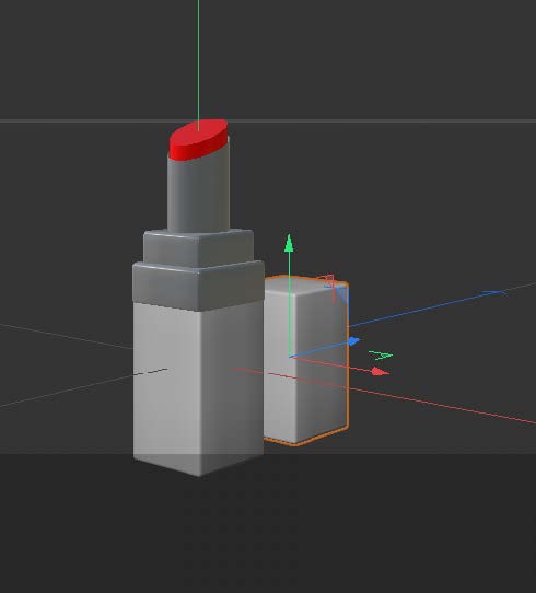 This is another 3/4 side view screenshot of a lipstick model