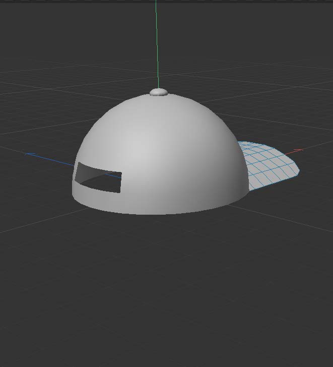 This is a 3/4 back view screenshot of a hat model
